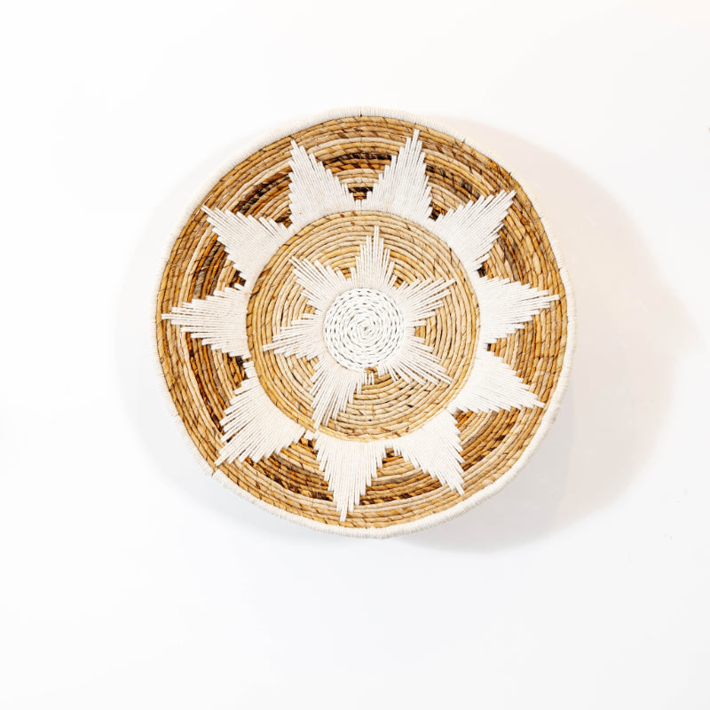 Handmade Rattan Wall Decor in Mixed White - Large