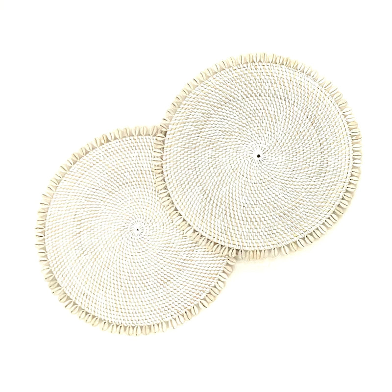 Set of 2 Rattan Placemats - White