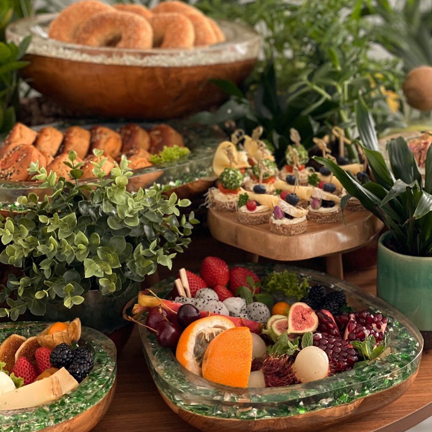 Green Resin x Wood Bowl - Large