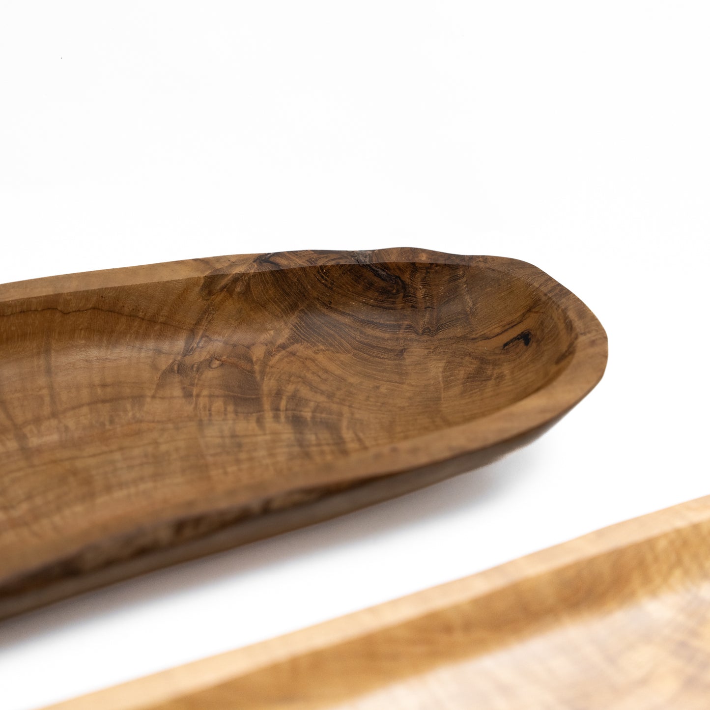 Plain Wood Long Plate/Bowl - Set of 2