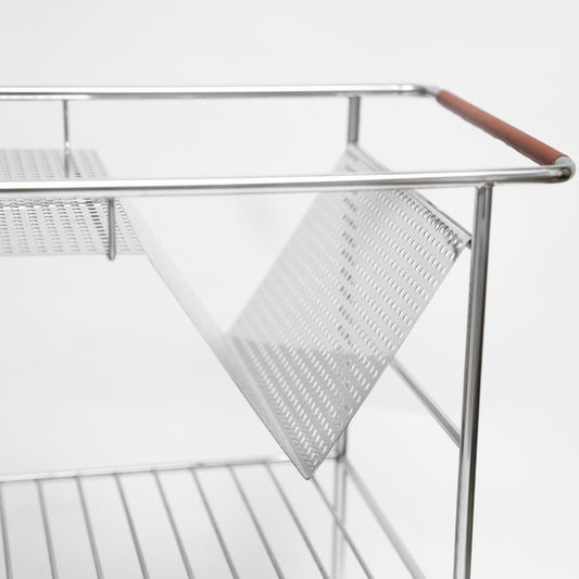 Stainless Steel Trolley with a Wooden Tray