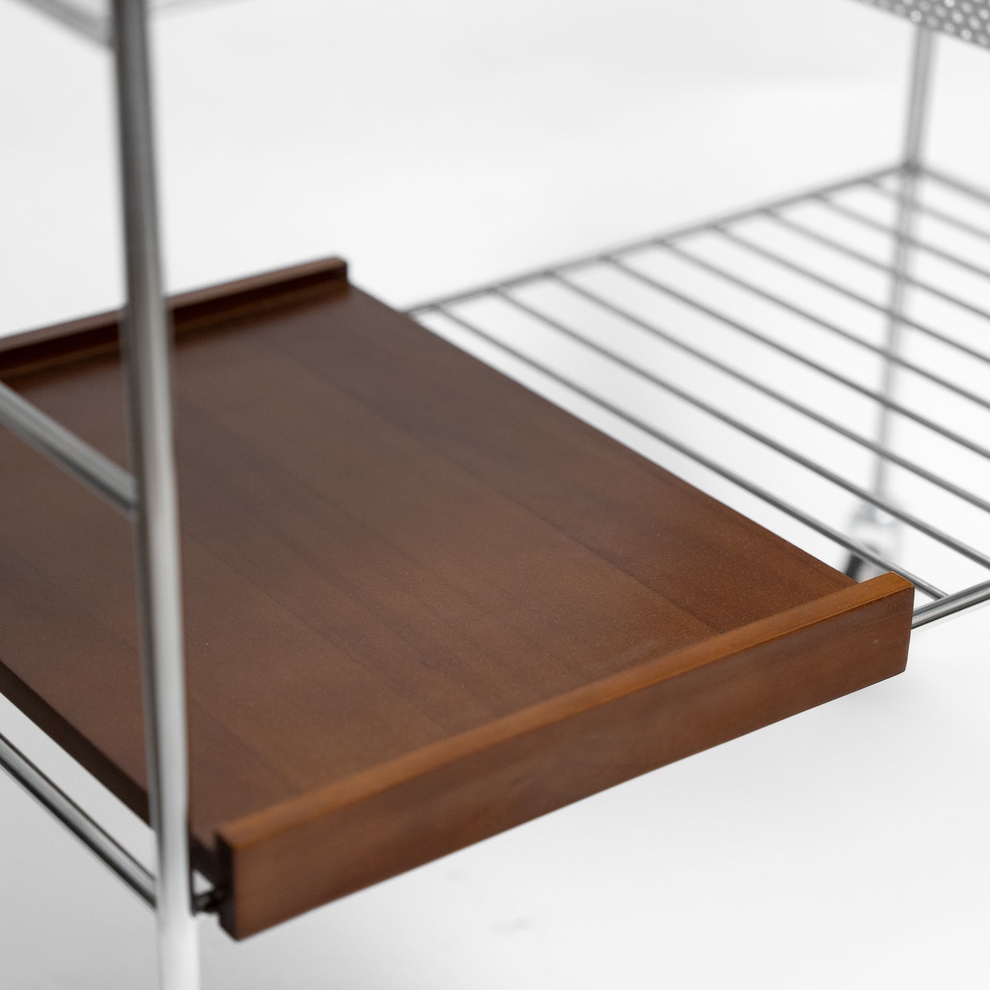 Stainless Steel Trolley with a Wooden Tray