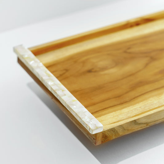 Mother of Pearl x Wood Long Large Tray