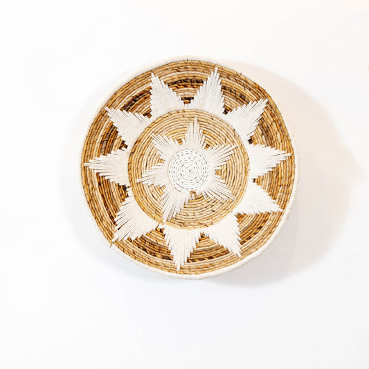 Handmade Rattan Wall Decor in Mixed White - Large