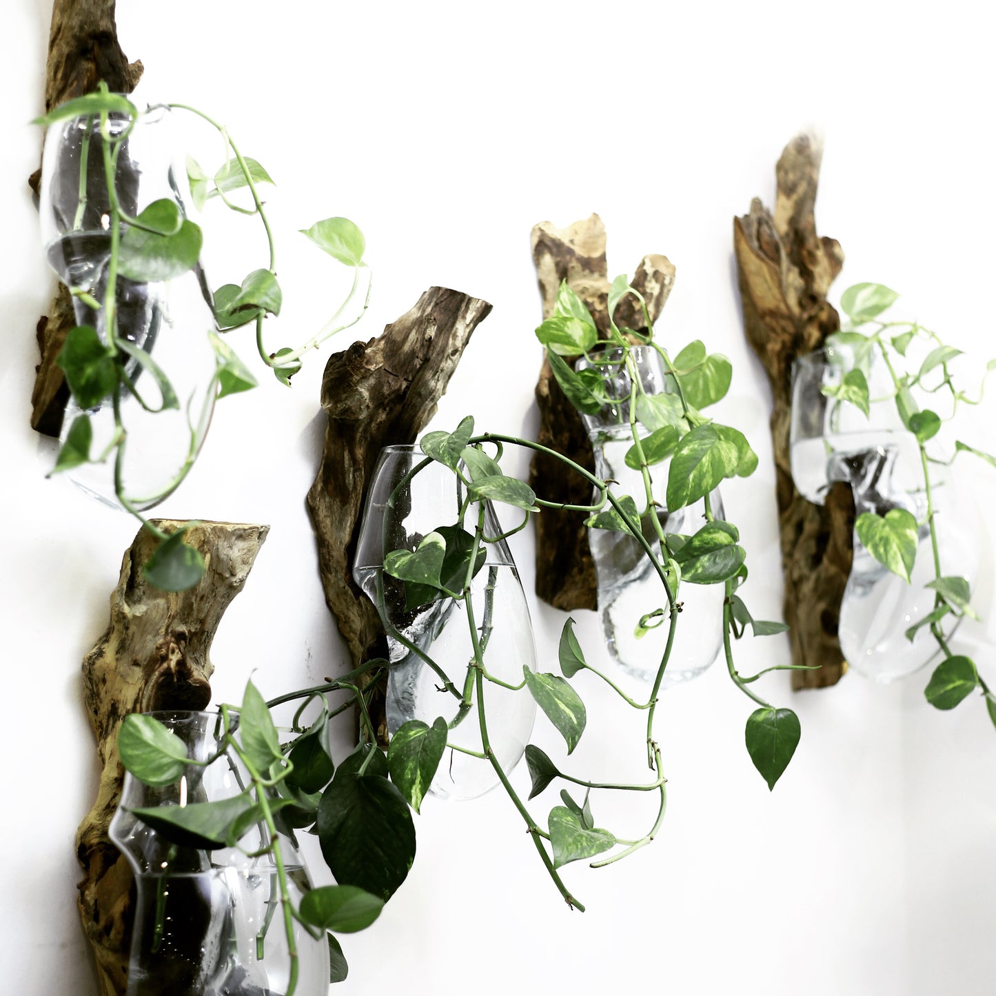 Hanging Wood x Glass Vase