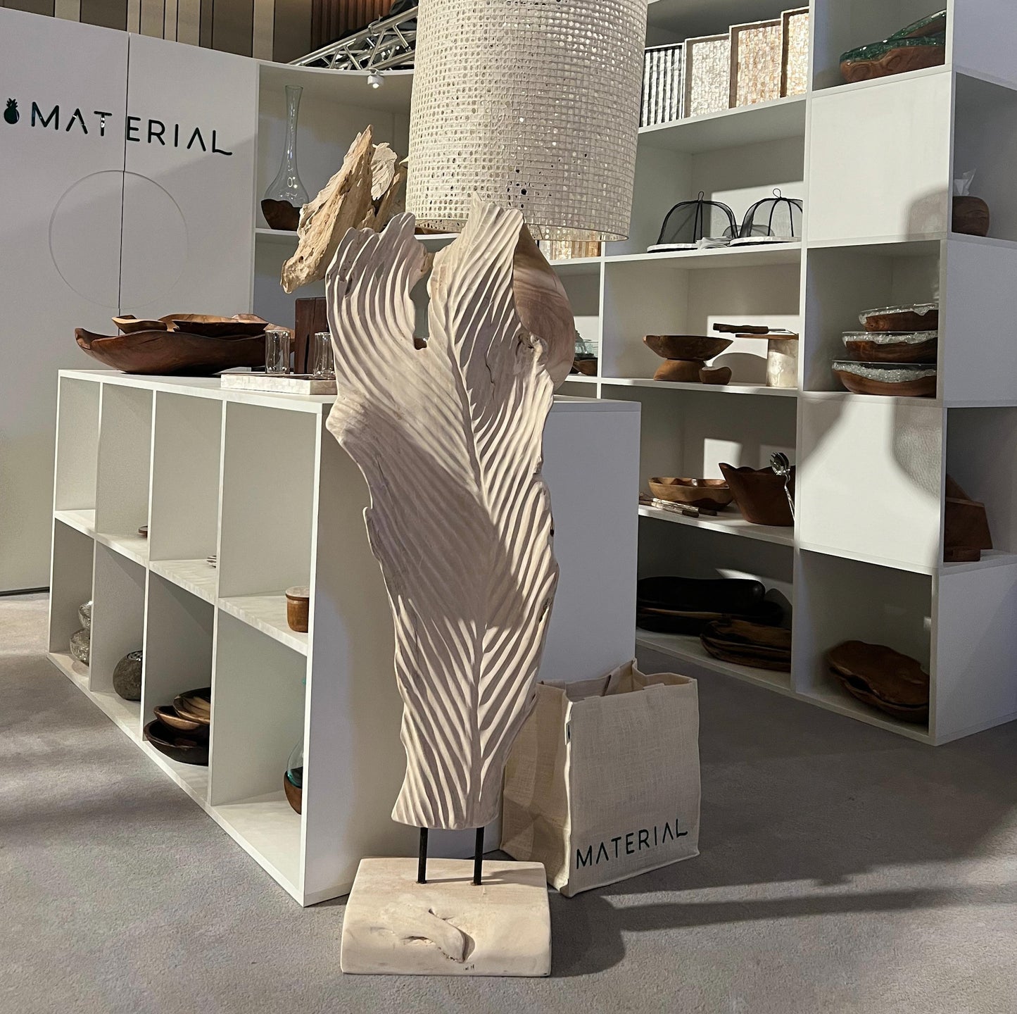 White Wooden Leaf Sculpture