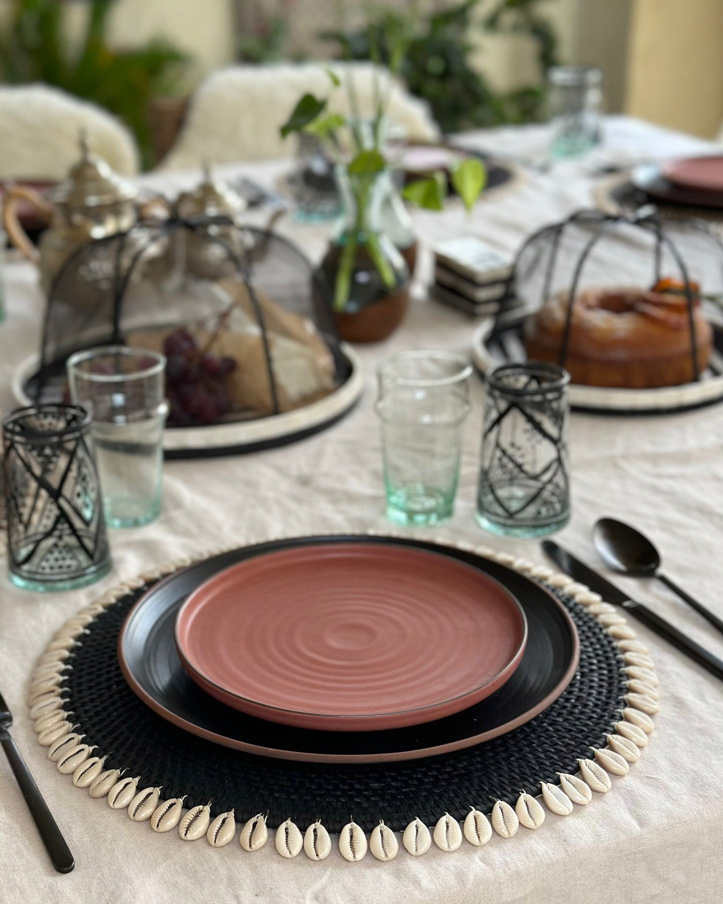 Set of 2 Rattan Placemats - Black