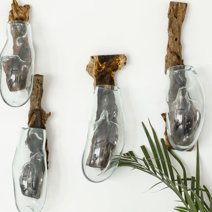Hanging Wood x Glass Vase