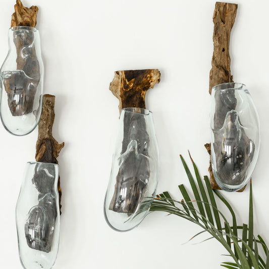 Hanging Wood x Glass Vase