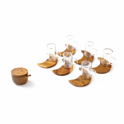 Ramadan Wood Tea Set & Sugar Container