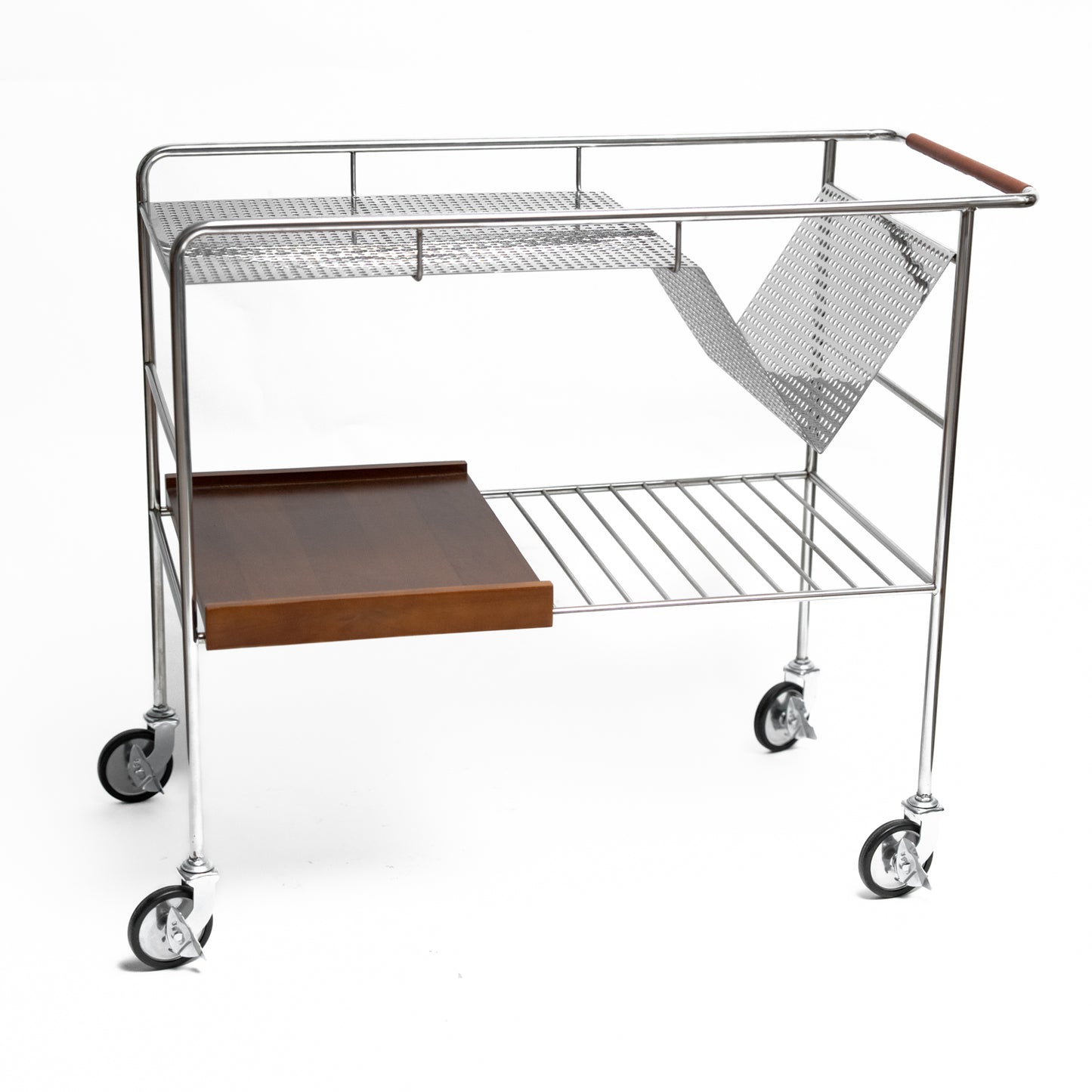 Stainless Steel Trolley with a Wooden Tray