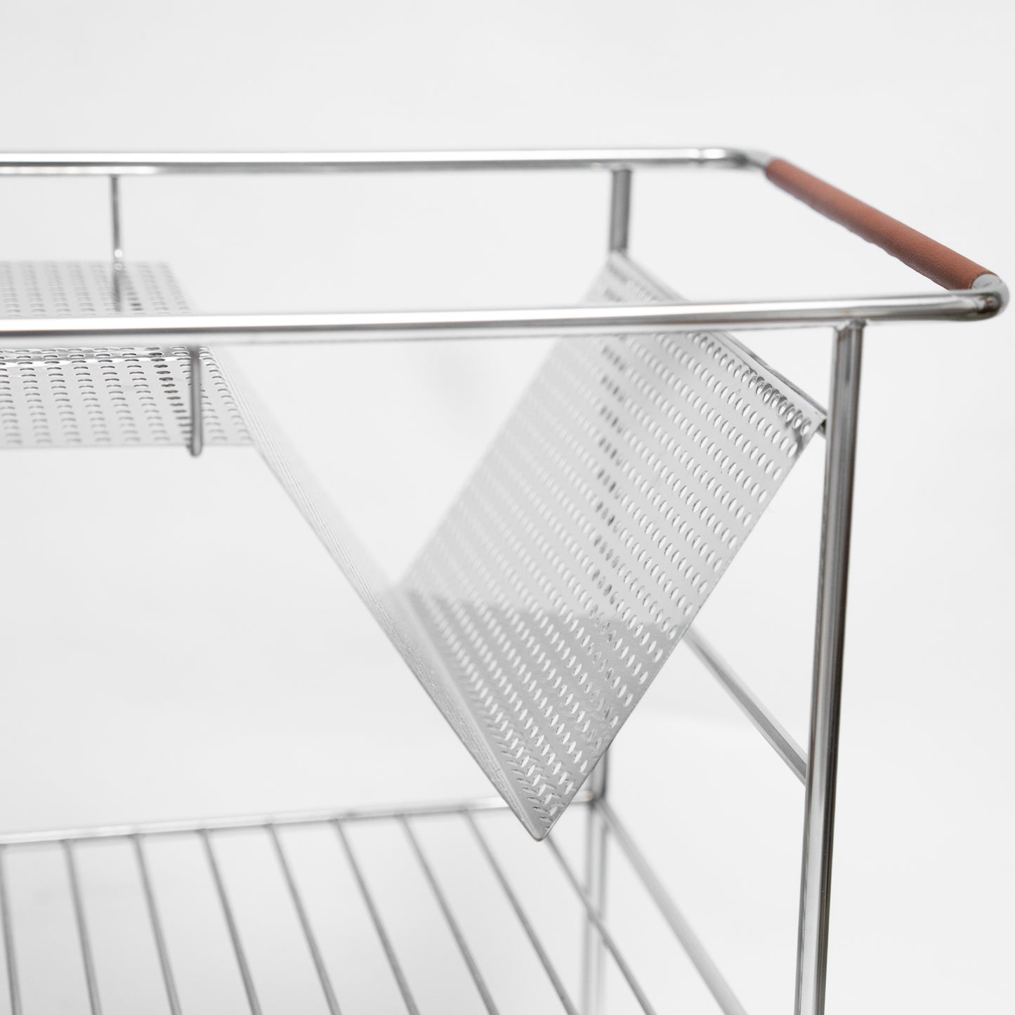 Stainless Steel Trolley with a Wooden Tray