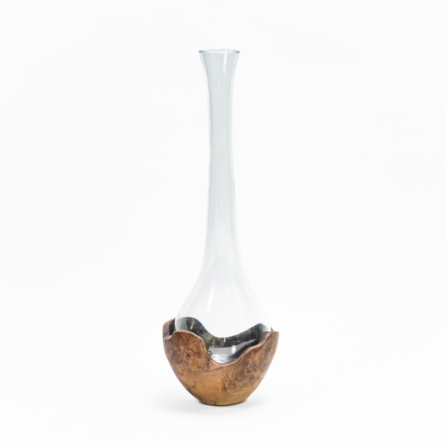 Tall Wood x Glass Vase