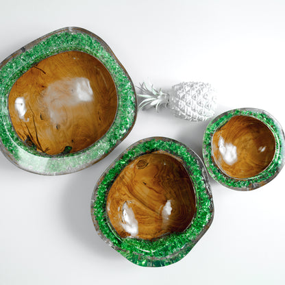 Green Resin x Wood Bowl - Large