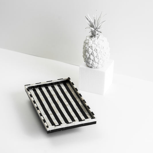 Black & White Stripes Small Rectangular Tray