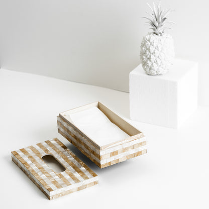 Gold & White Stripes Tissue Box