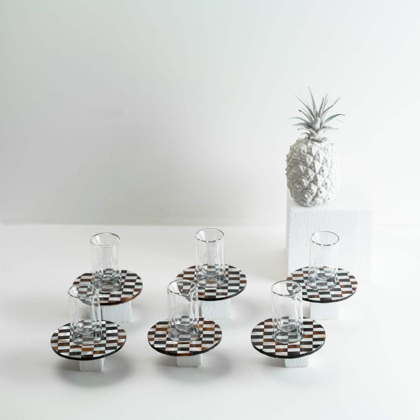 Brown & White Mother of Pearl Tea Set