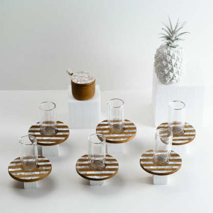 Mother of Pearl x Wood Tea Set & Sugar Container