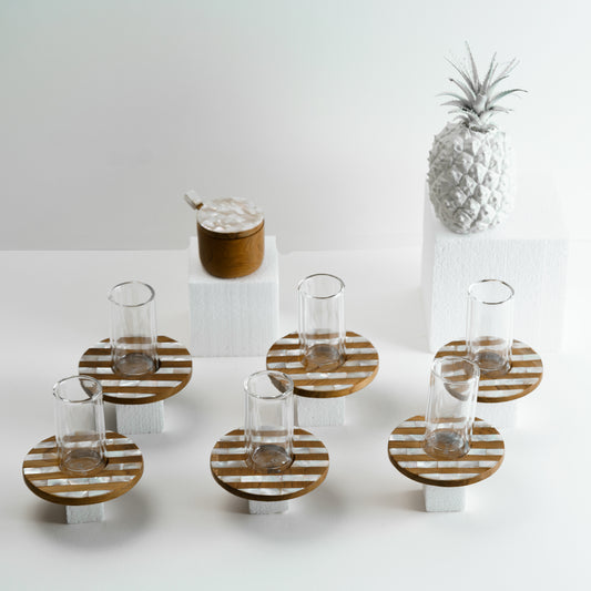 Mother of Pearl x Wood Tea Set & Sugar Container