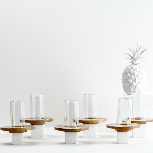 Mother of Pearl x Wood Tea Set & Sugar Container