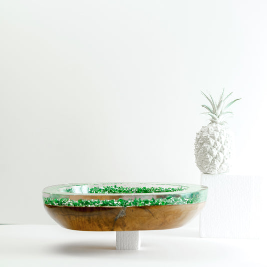 Green Resin x Wood Bowl - Large
