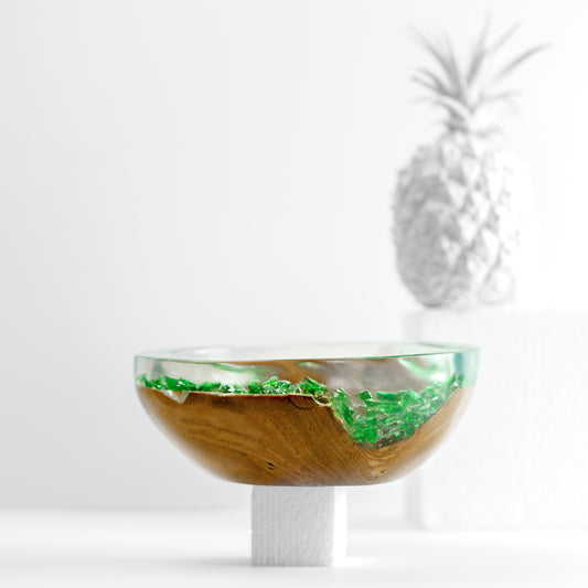 Green Resin x Wood Bowl - Small