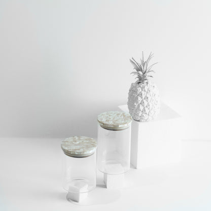Mother of Pearl Glass Jars - Set of 2