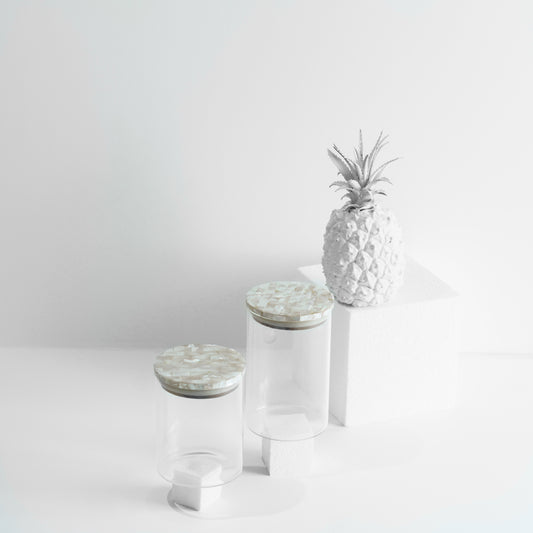Mother of Pearl Glass Jars - Set of 2