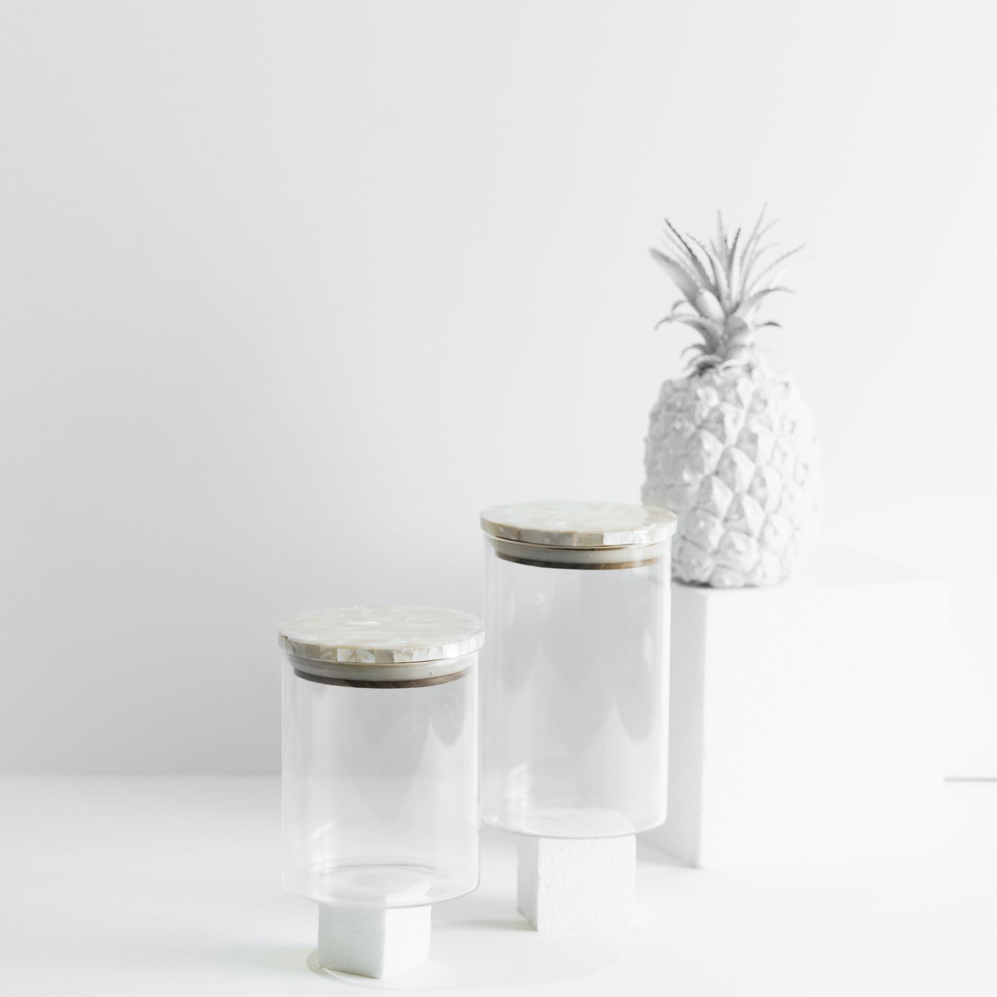 Mother of Pearl Glass Jars - Set of 2
