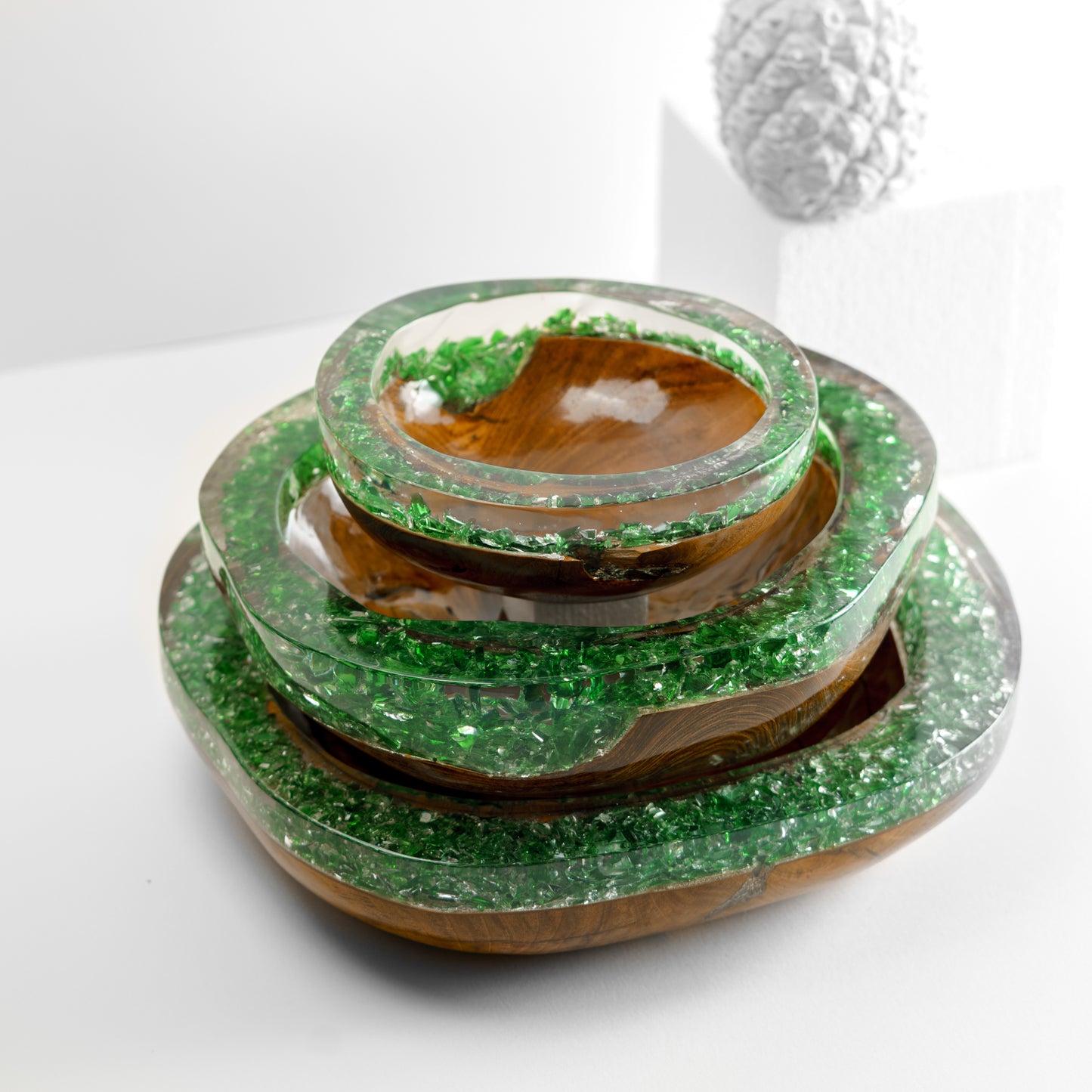 Green Resin x Wood Bowl - Large