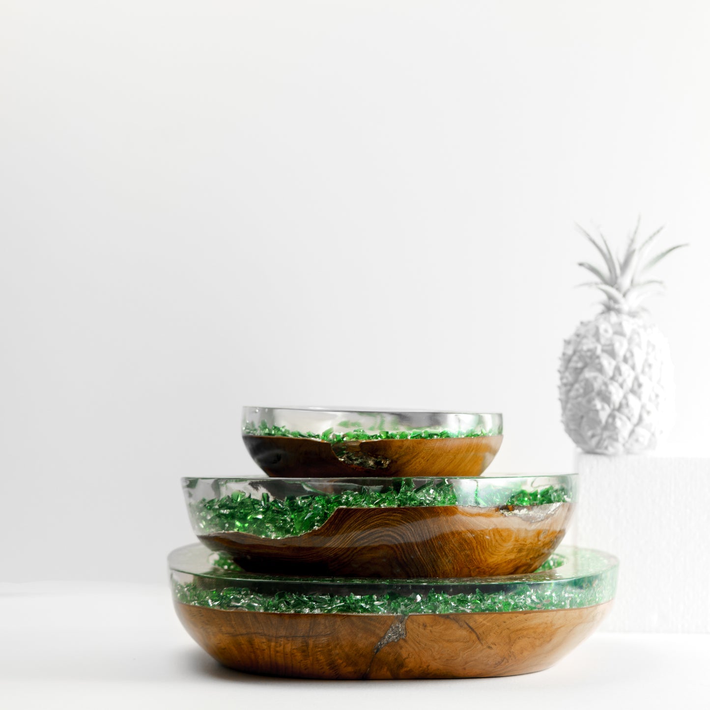 Green Resin x Wood Bowl - Large