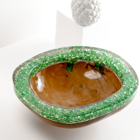 Green Resin x Wood Bowl - Large