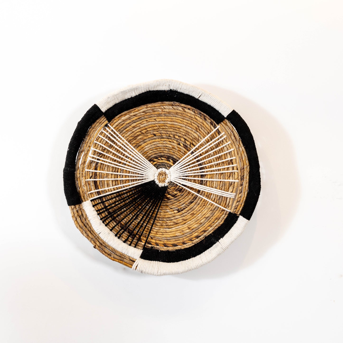 Handmade Rattan Wall Decor in Black & White - Medium