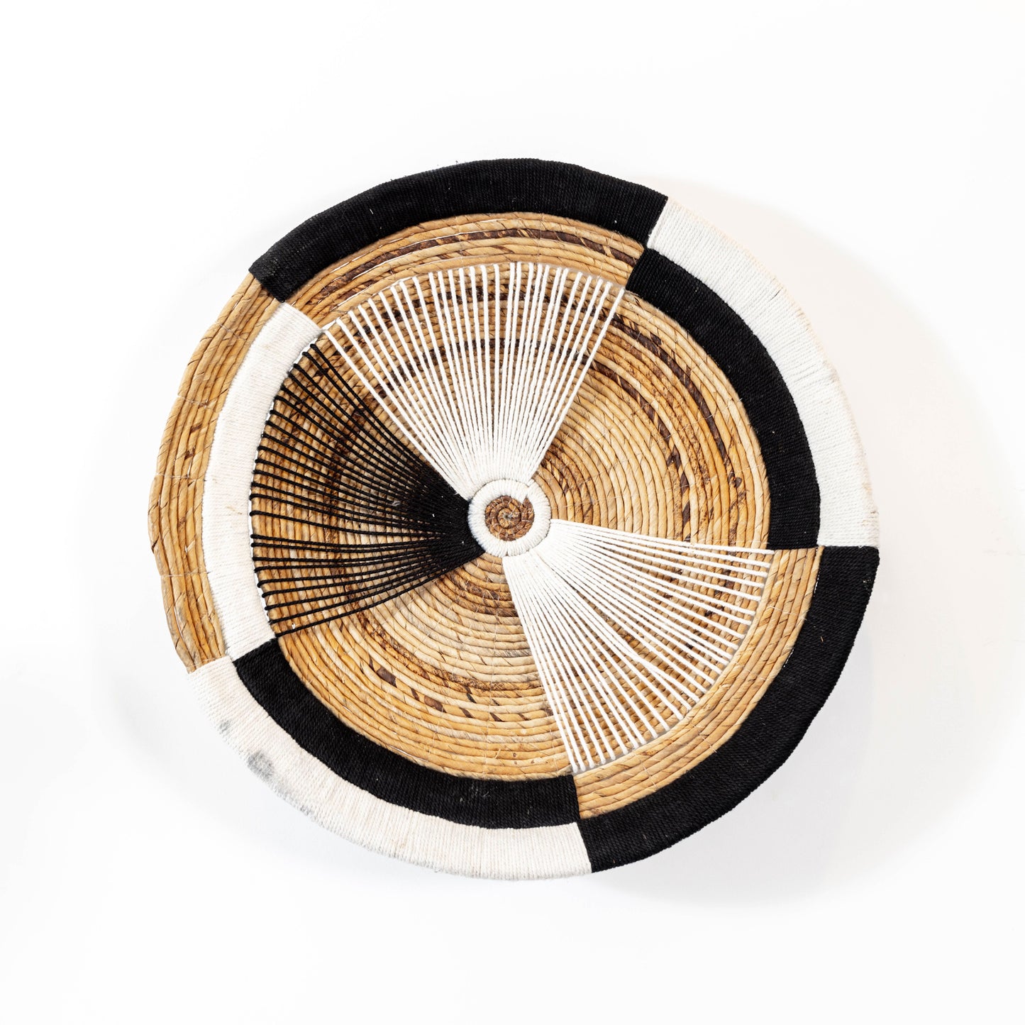 Handmade Rattan Wall Decor in Black & White - Large