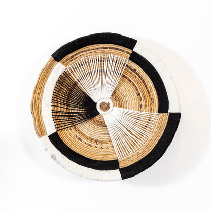 Handmade Rattan Wall Decor in Black & White - Large