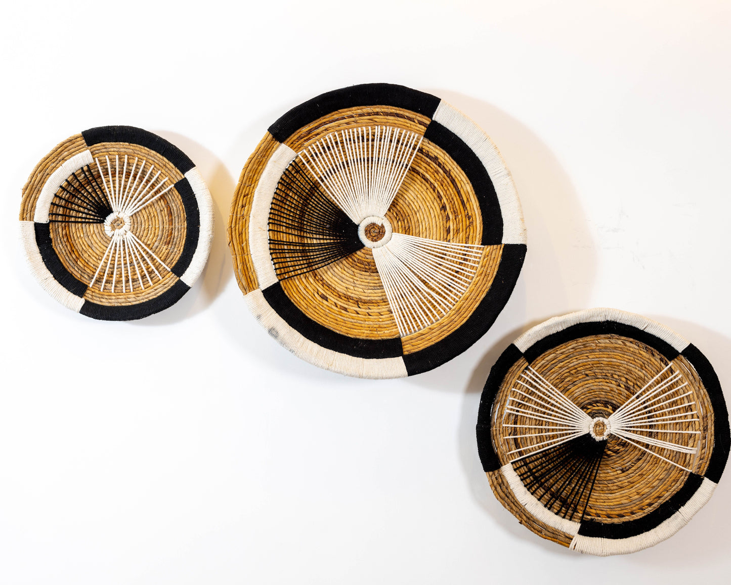 Handmade Rattan Wall Decor in Black & White - Large