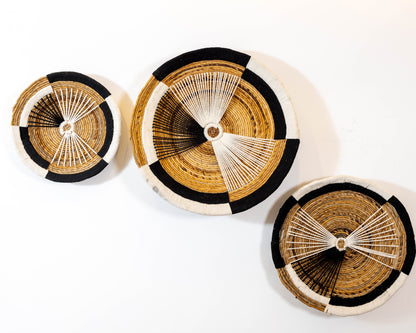 Handmade Rattan Wall Decor in Black & White - Large