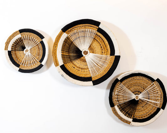 Handmade Rattan Wall Decor in Black & White - Large