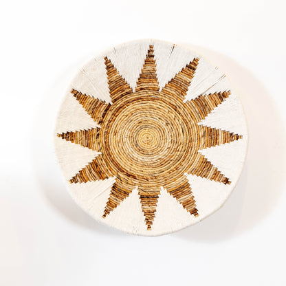 Handmade Rattan Wall Decor in White - Large