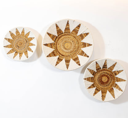 Handmade Rattan Wall Decor in White - Large