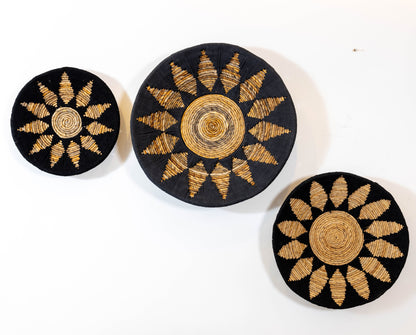 Handmade Rattan Wall Decor in Black - Large