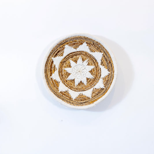 Handmade Rattan Wall Decor in Mixed White - Small