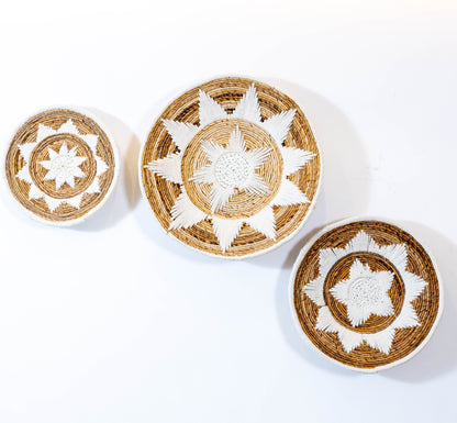 Handmade Rattan Wall Decor in Mixed White - Small