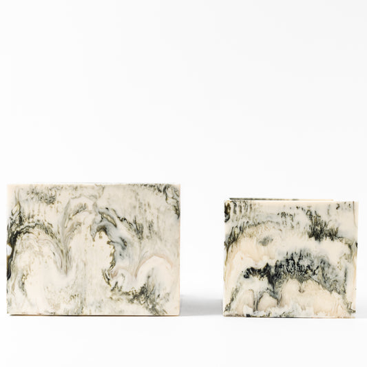 Square Plant Vase in Beige Resin - Small