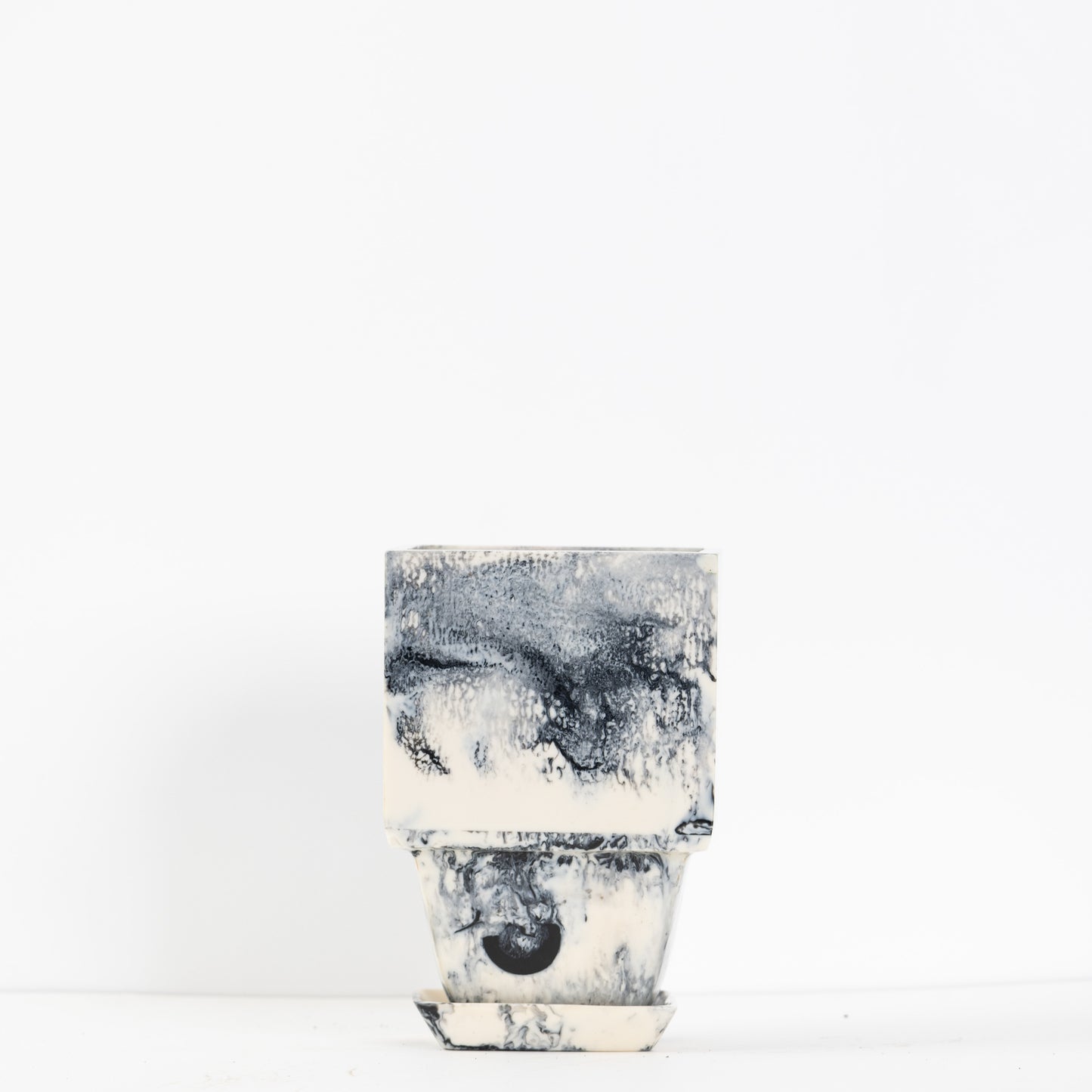 Plant Pot in Grey Resin - Small With Plant