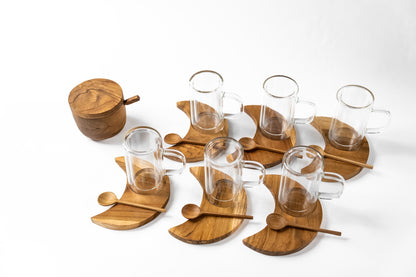 Ramadan Wood Tea Set & Sugar Container