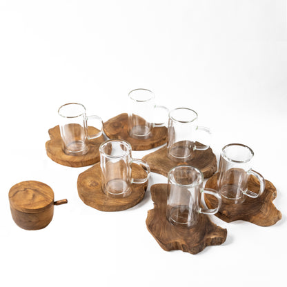 Natural Wood Tea Set & Sugar Container