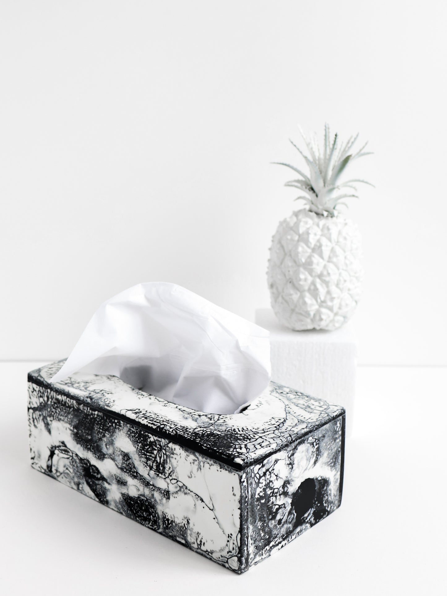 Black & White Resin Tissue Box
