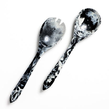 Set of 2 Resin Serving Utensils - Black & White