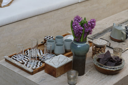 Mother of Pearl x Wood Long Large Tray